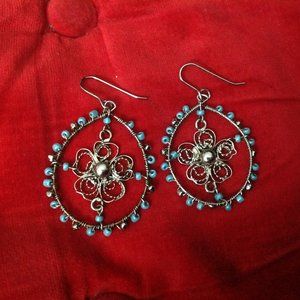 Vintage Sterling Silver Filigree Dangle Earrings